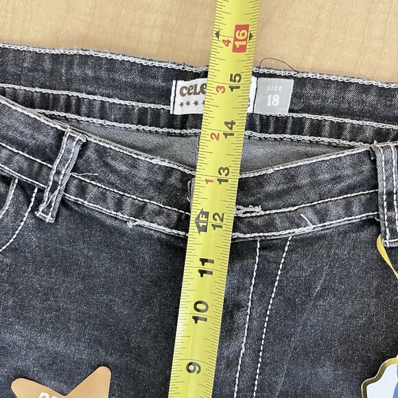 Celebrity Ace Women Black Grey Denim Jeans Junior Plus 18 Boot Cut High Rise NWT - Picture 11 of 12